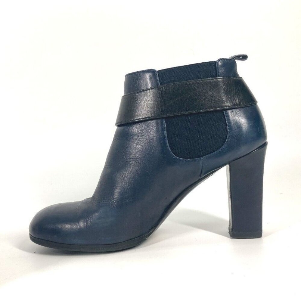 CHANEL short boots shoes heels CC CC Mark turn lock boots Leather Navy - Picture 10 of 16